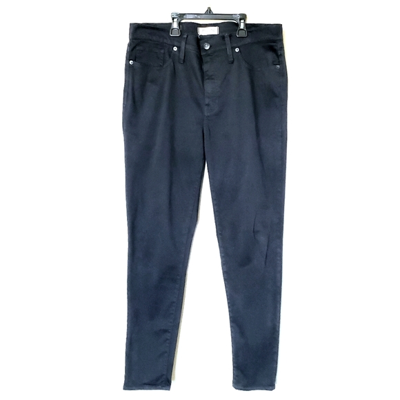 MADEWELL 9' High-Rise Skinny Sateen Black Jeans - Picture 2 of 3